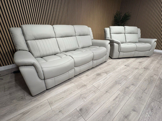 DOMINO 3 Seater + 2 Seater Leather Sofa Set, Power Recliners - RRP £2,995