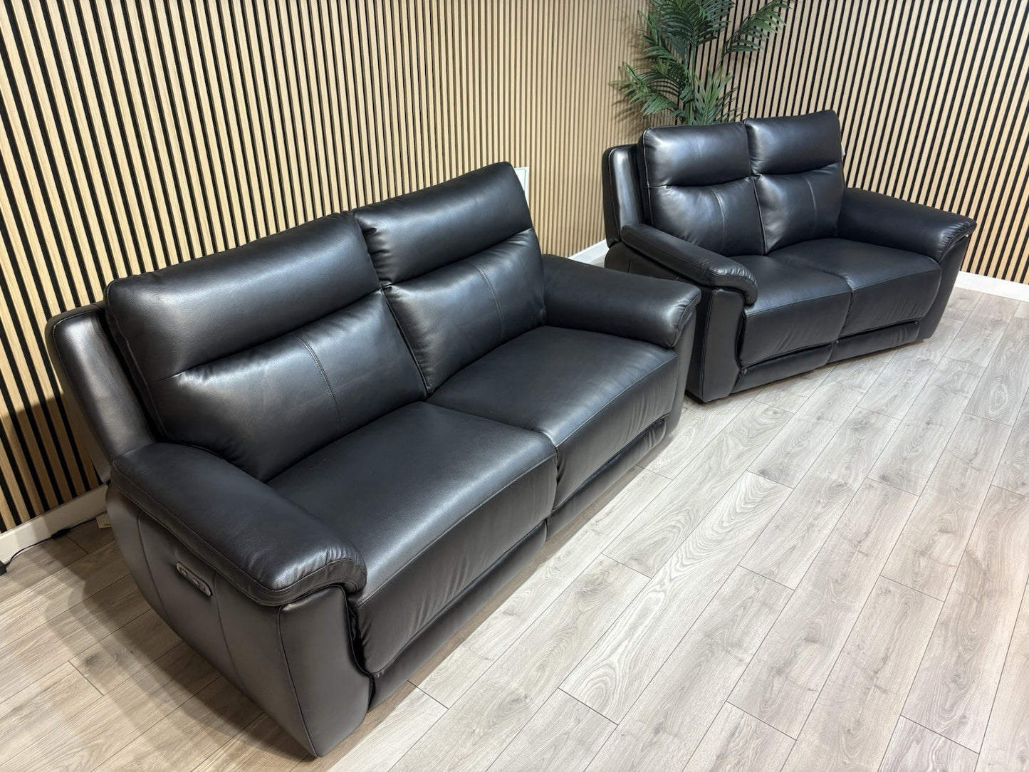 NAVONA 3 Seater + 2 Seater Leather Sofa Set, Power Recliners - RRP £3,498