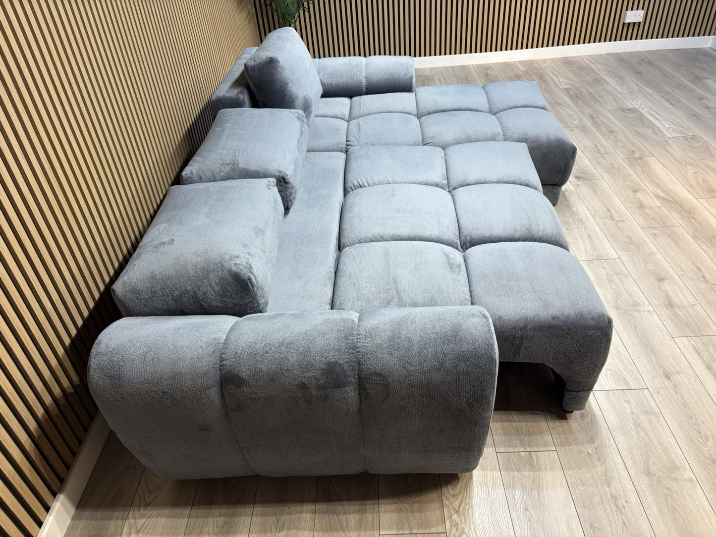 AZZURO Premium Fabric Corner Chaise Sofa Bed with Storage, Grey - RRP £1,799
