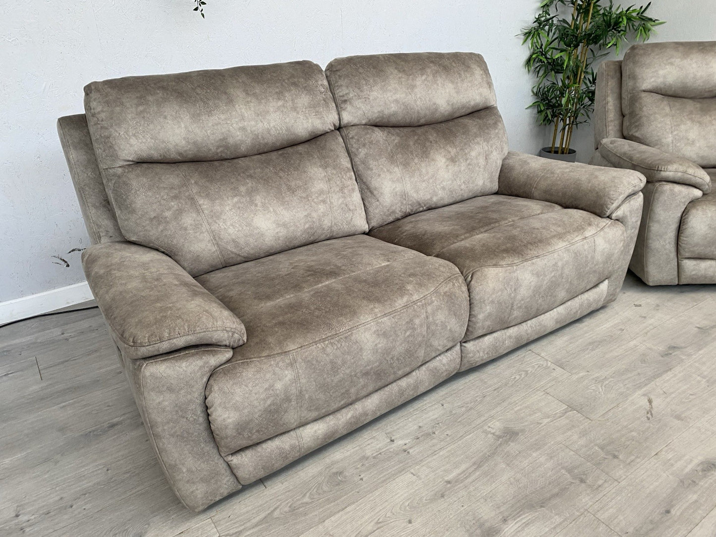 Furniture Village SLOANE Fabric 3 Seater Sofa + Armchair, Power Recliners