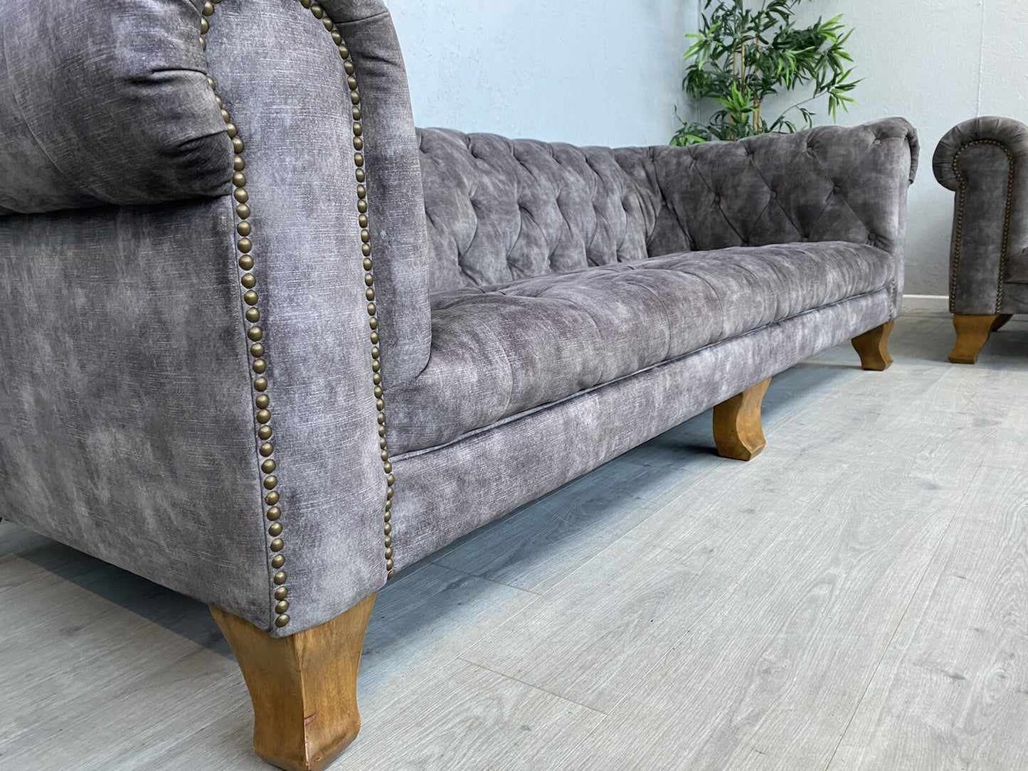 Alexander & James VIVIENNE Fabric Chesterfield 4 Seater Sofa + Snuggler Armchair