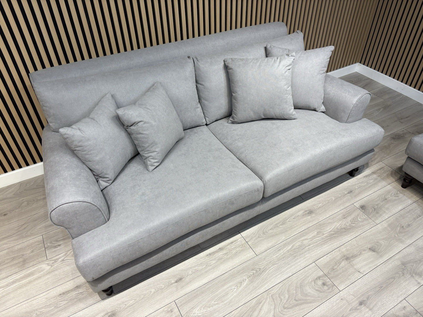 Laura Ashley LYNDEN Style Fabric 3 Seater + 2 Seater Sofa Set, Grey - RRP £2,500