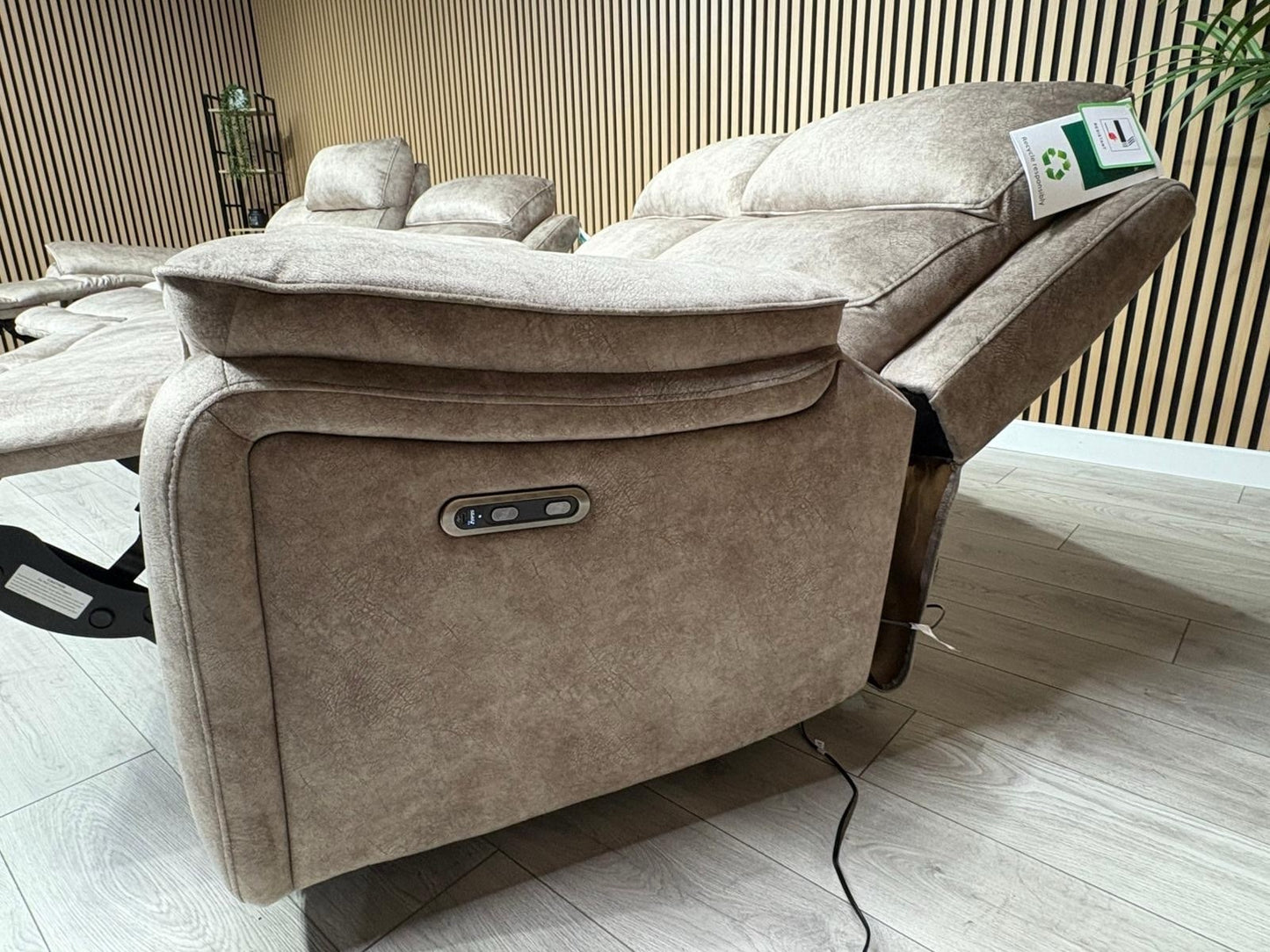 Furniture Village SLOANE Style Fabric 3 + 2 Seater Power Recliner Sofa Set