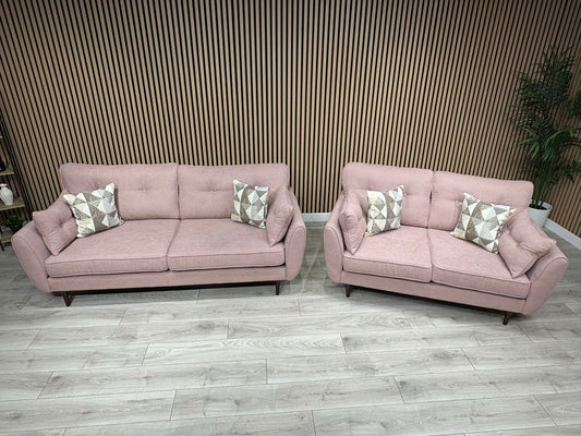 DFS - Zinc 3 & 2 Fabric Seater Sofa Set RRP £1799 Pink