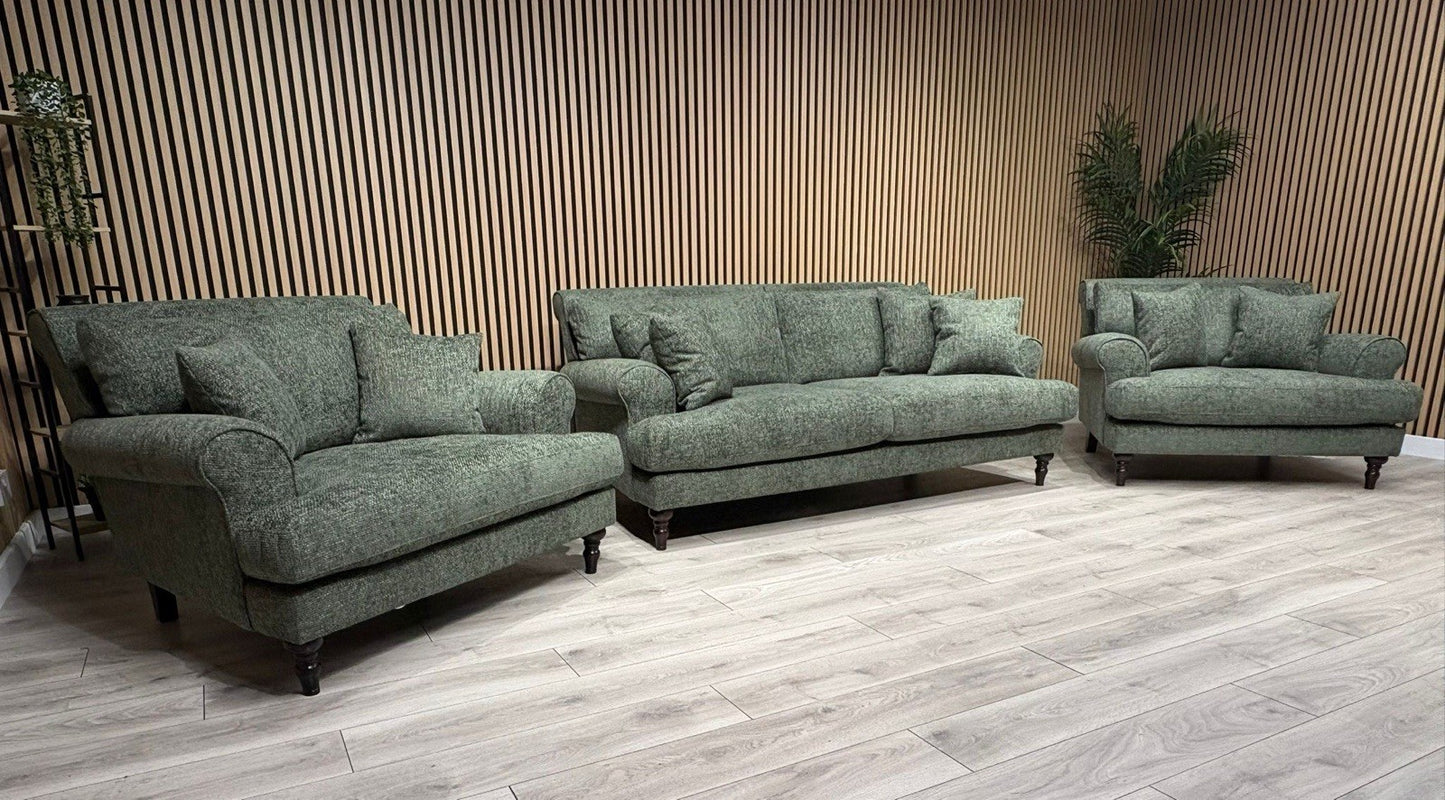 Laura Ashley LYNDEN Style Fabric 3 Seater Sofa + 2 x Armchairs Set - RRP £3695