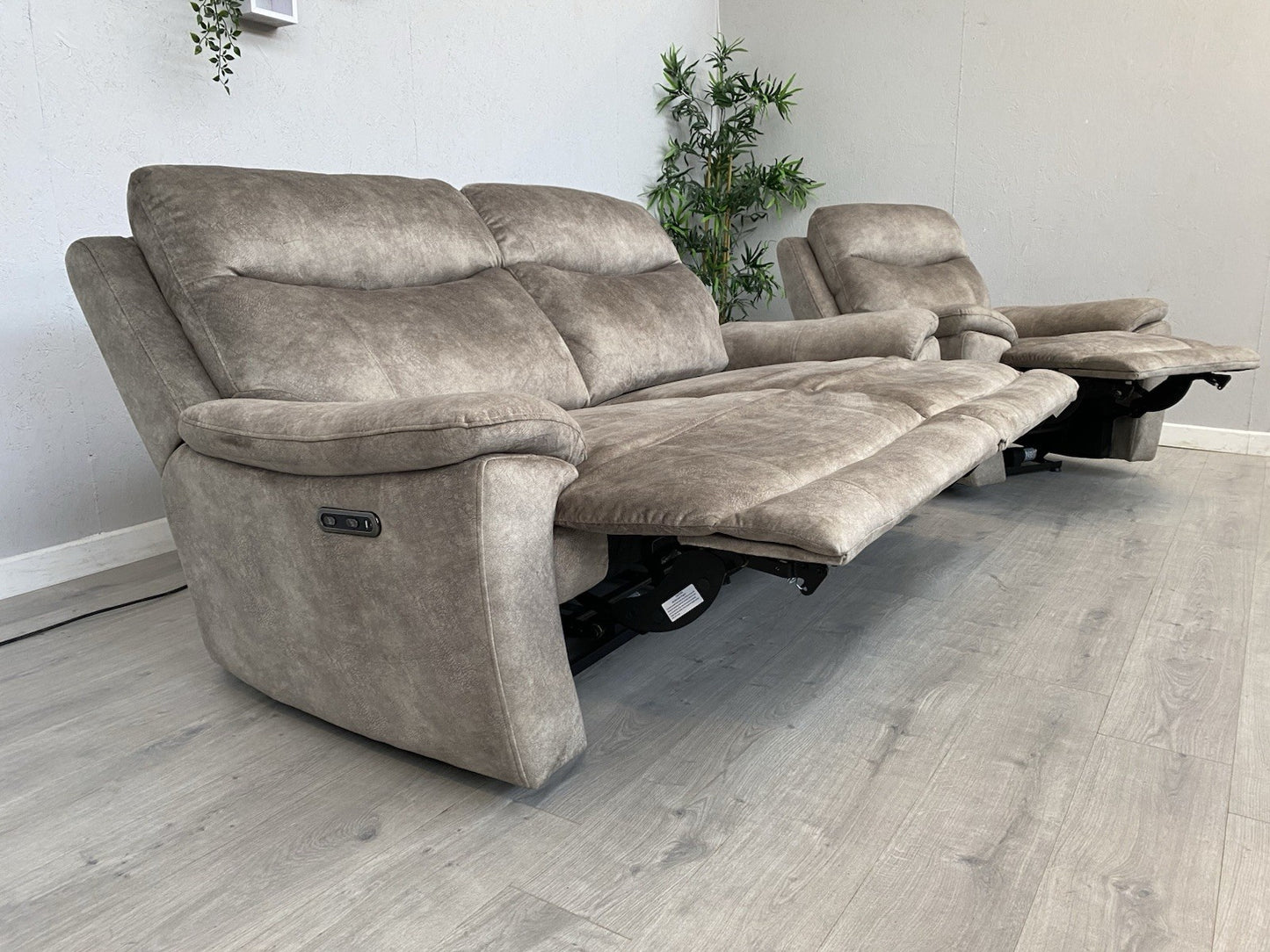 Furniture Village SLOANE Fabric 3 Seater Sofa + Armchair, Power Recliners