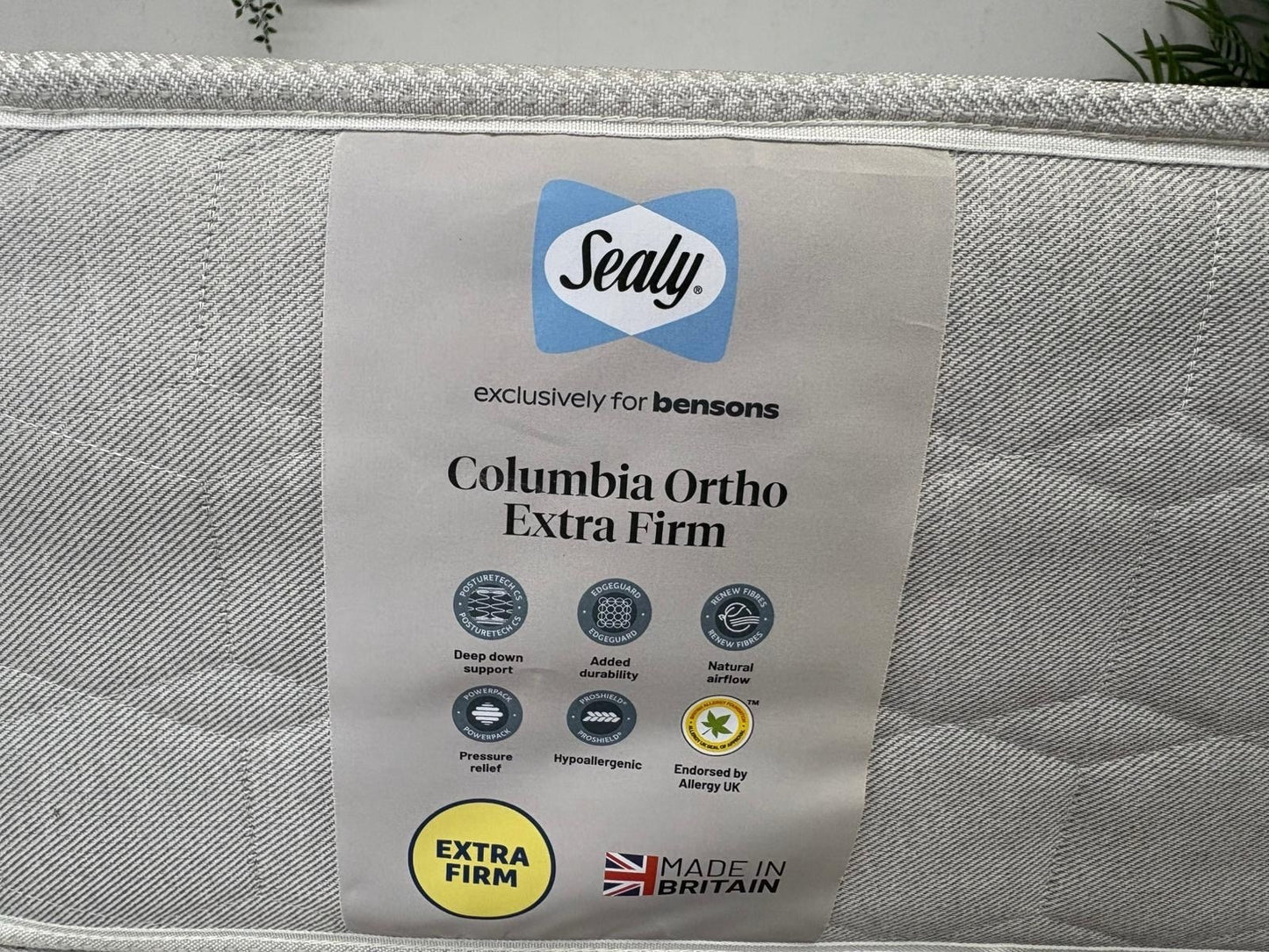 Sealy COLUMBIA Ortho Extra Firm 5ft Kingsize Mattress - RRP £1,399