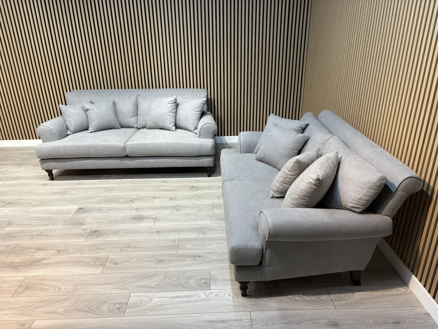 Laura Ashley LYNDEN Style Fabric 3 Seater + 2 Seater Sofa Set, Grey - RRP £2,500