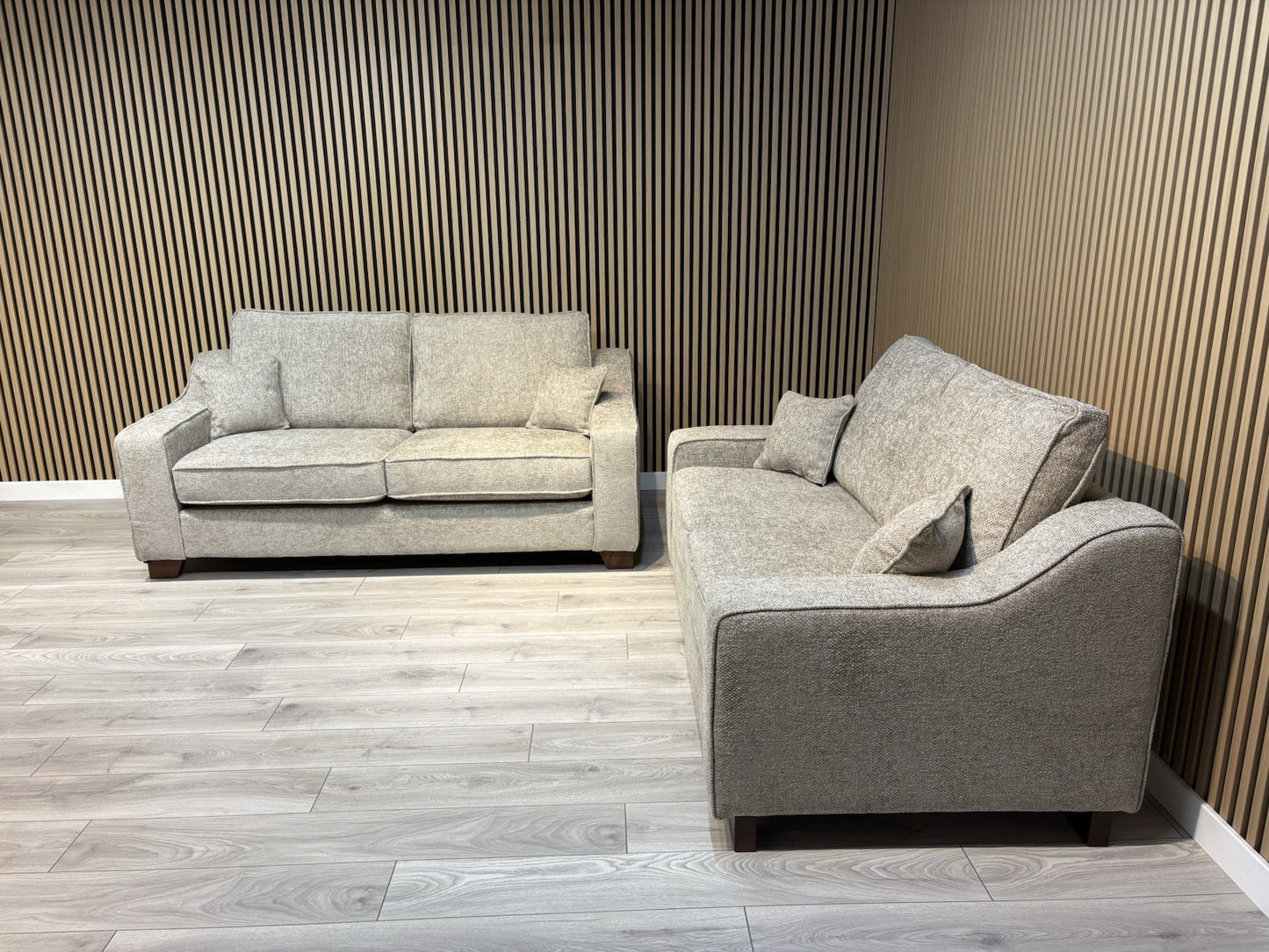 NEBRASKA Premium Fabric 3 Seater + 2 Seater Sofa Set, Stone - RRP £1,899