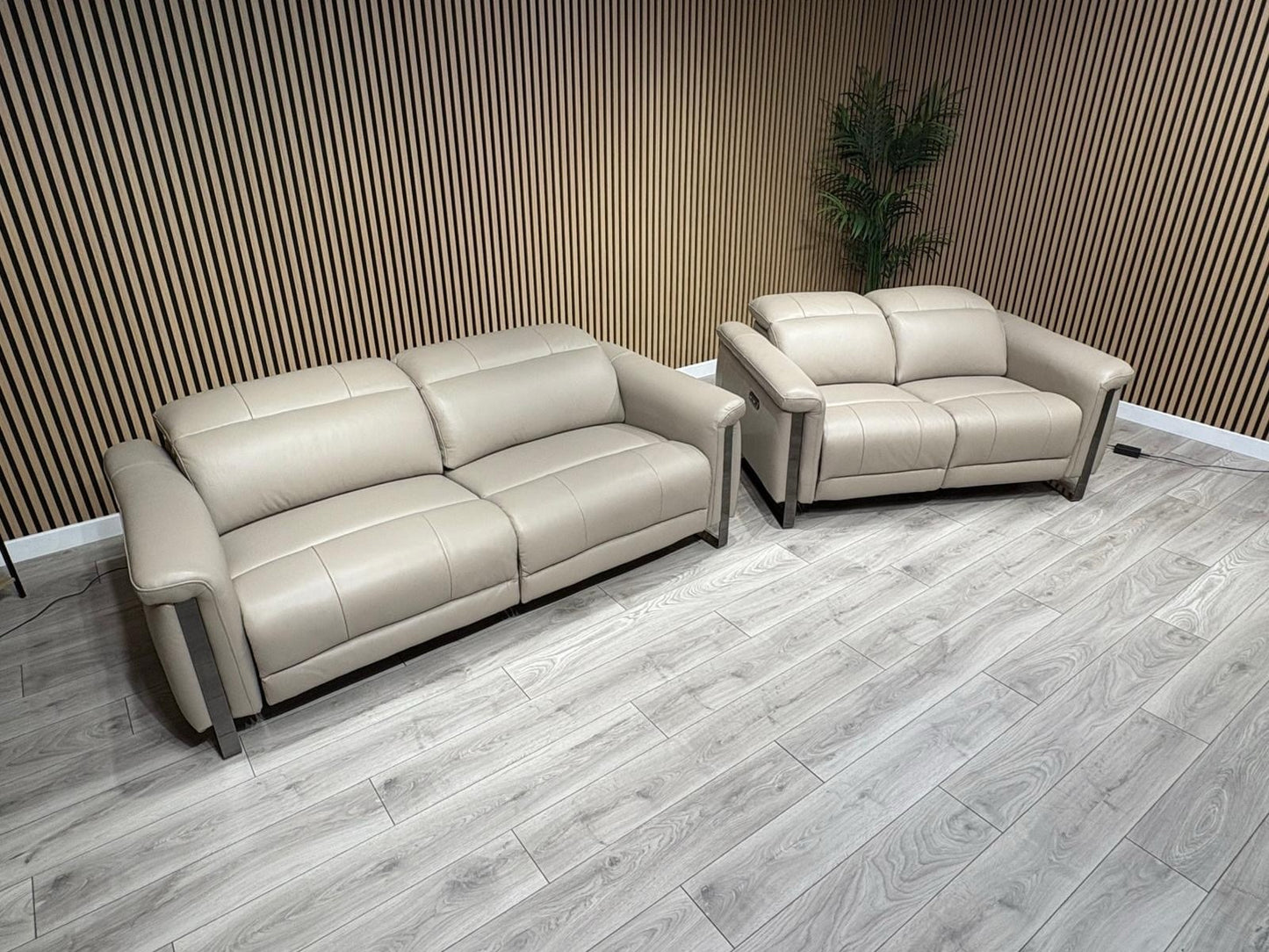 Furniture Village GISELLA Style Leather 3 + 2 Seater Power Recliner Sofa Set