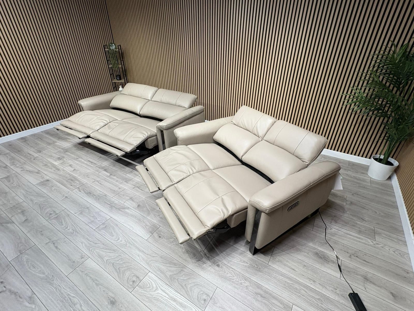Furniture Village GISELLA Style Leather 3 + 2 Seater Power Recliner Sofa Set