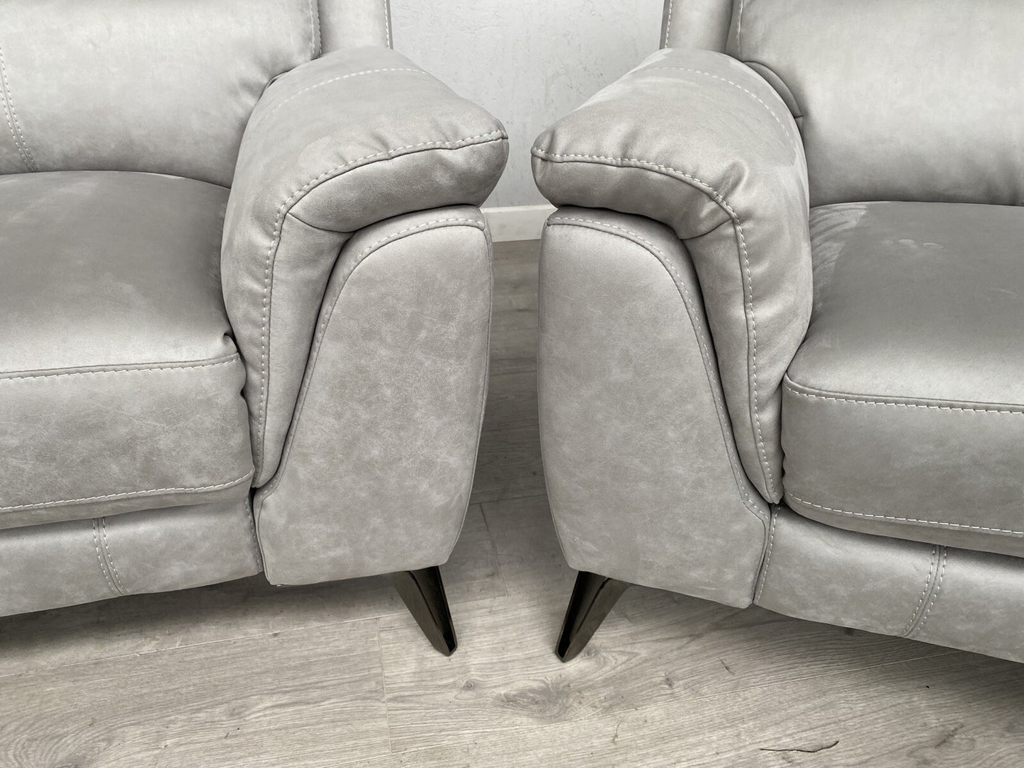 Furniture Village CONTEMPO Fabric 2 x 2 Seater Sofas + Power Recliner Armchair