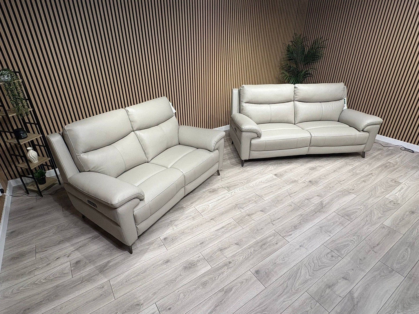 Furniture Village PANACHE Style Leather 3 + 2 Seater Power Recliner Sofa Set