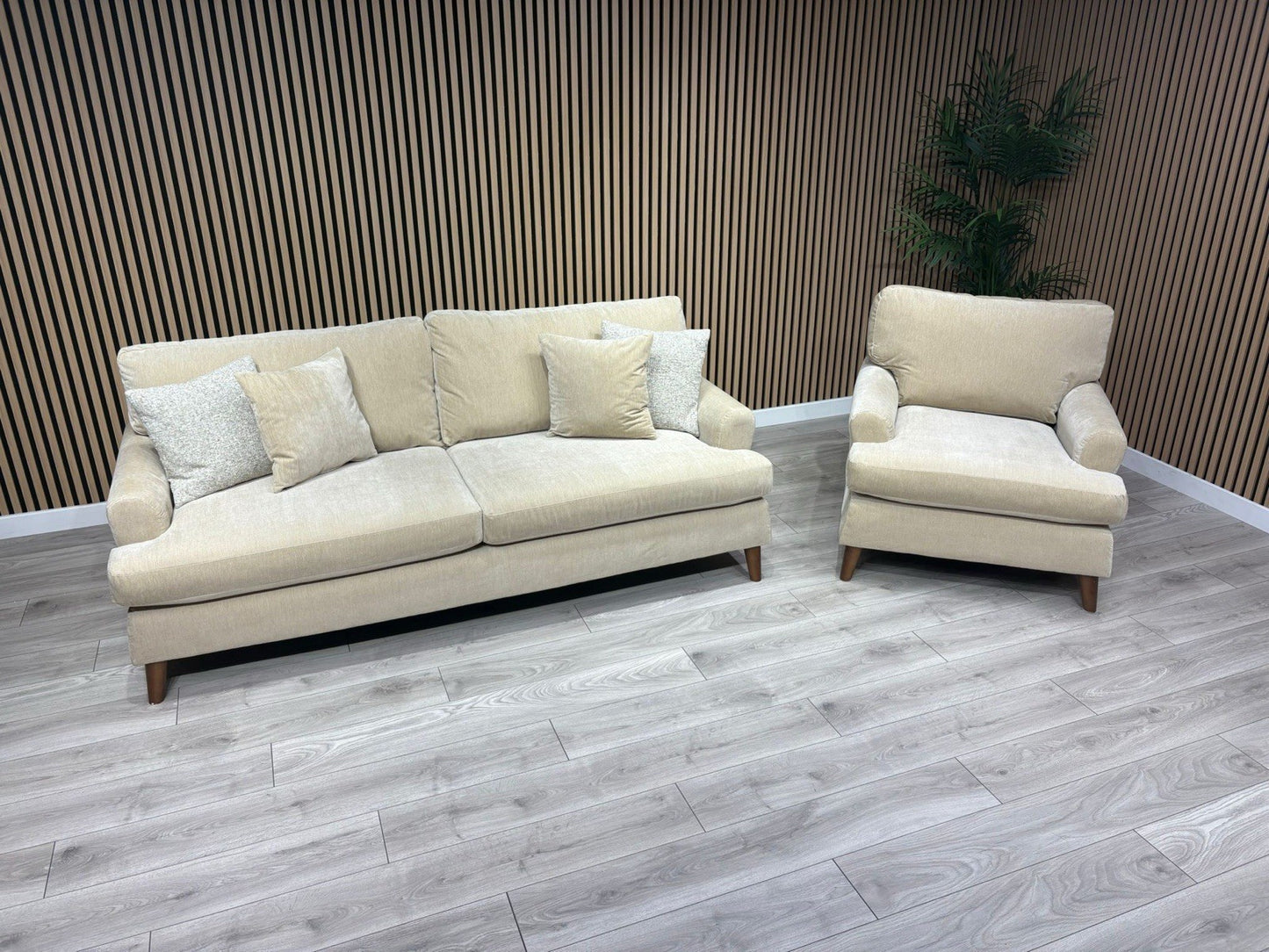 Furniture Village JACKSON Fabric Velvet 4 Seater Sofa + Armchair - RRP £1,840