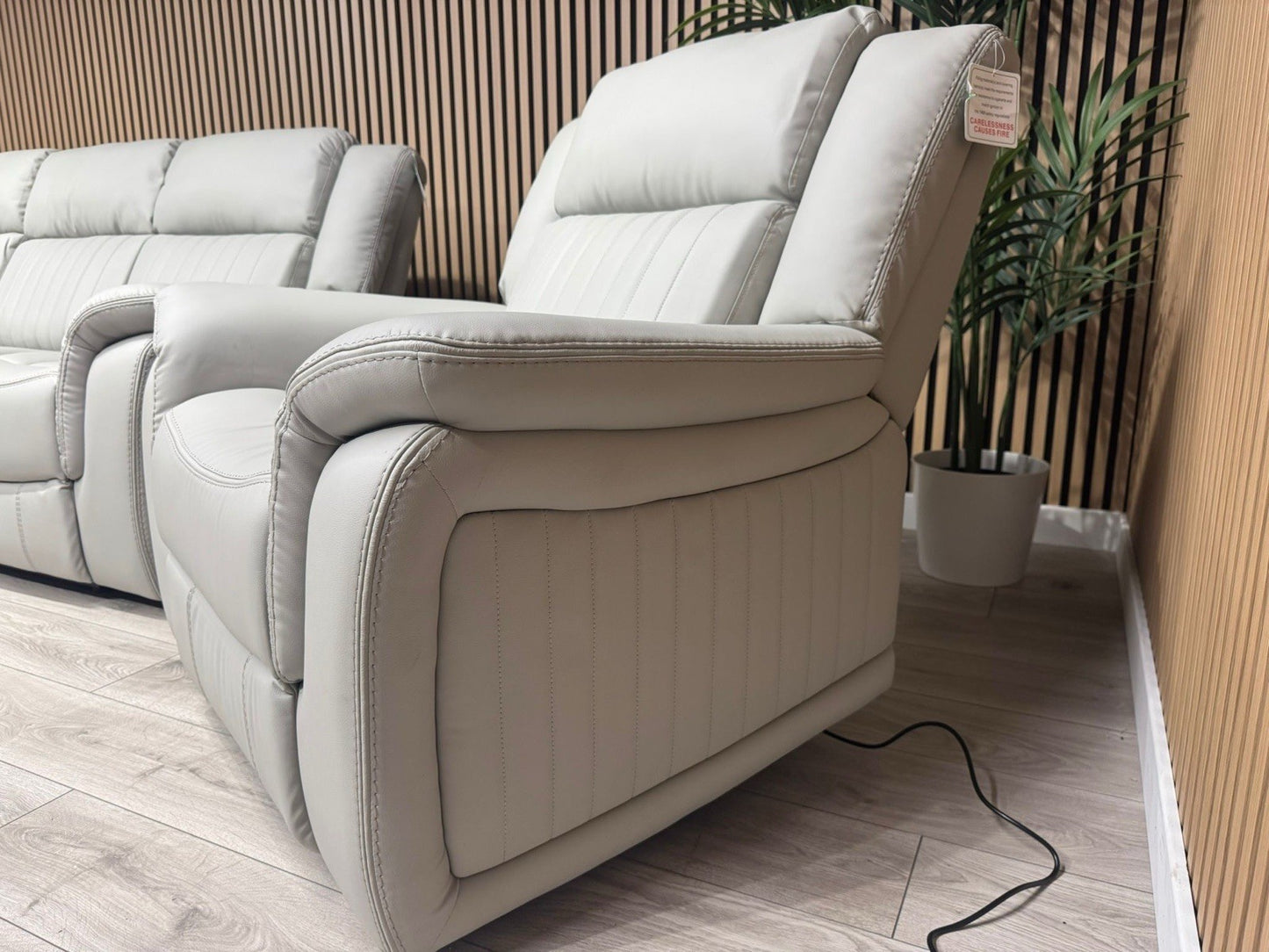 DOMINO Leather 3 Seater Sofa + 2 x Armchairs Set, Power Recliners - RRP £3,495