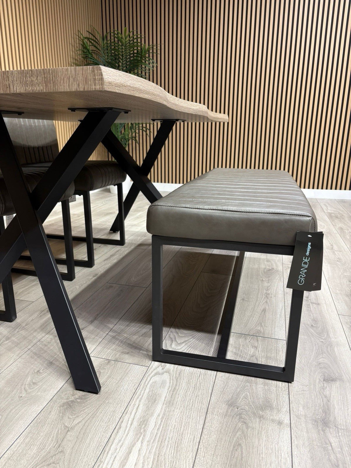 NEXT Sample - RIGA Industrial Dining Table + Bench + 2 x Chairs - RRP £1,899