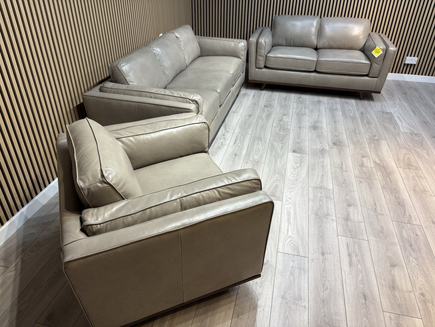 John Lewis Sample VALENCIA 3 Seater + 2 Seater + Armchair Leather Sofa Set