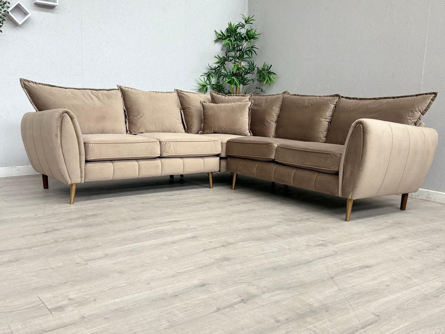 Sofology - GABRIELLE Style Fabric 2 Corner 2 Sofa, Latte - RRP £2,599