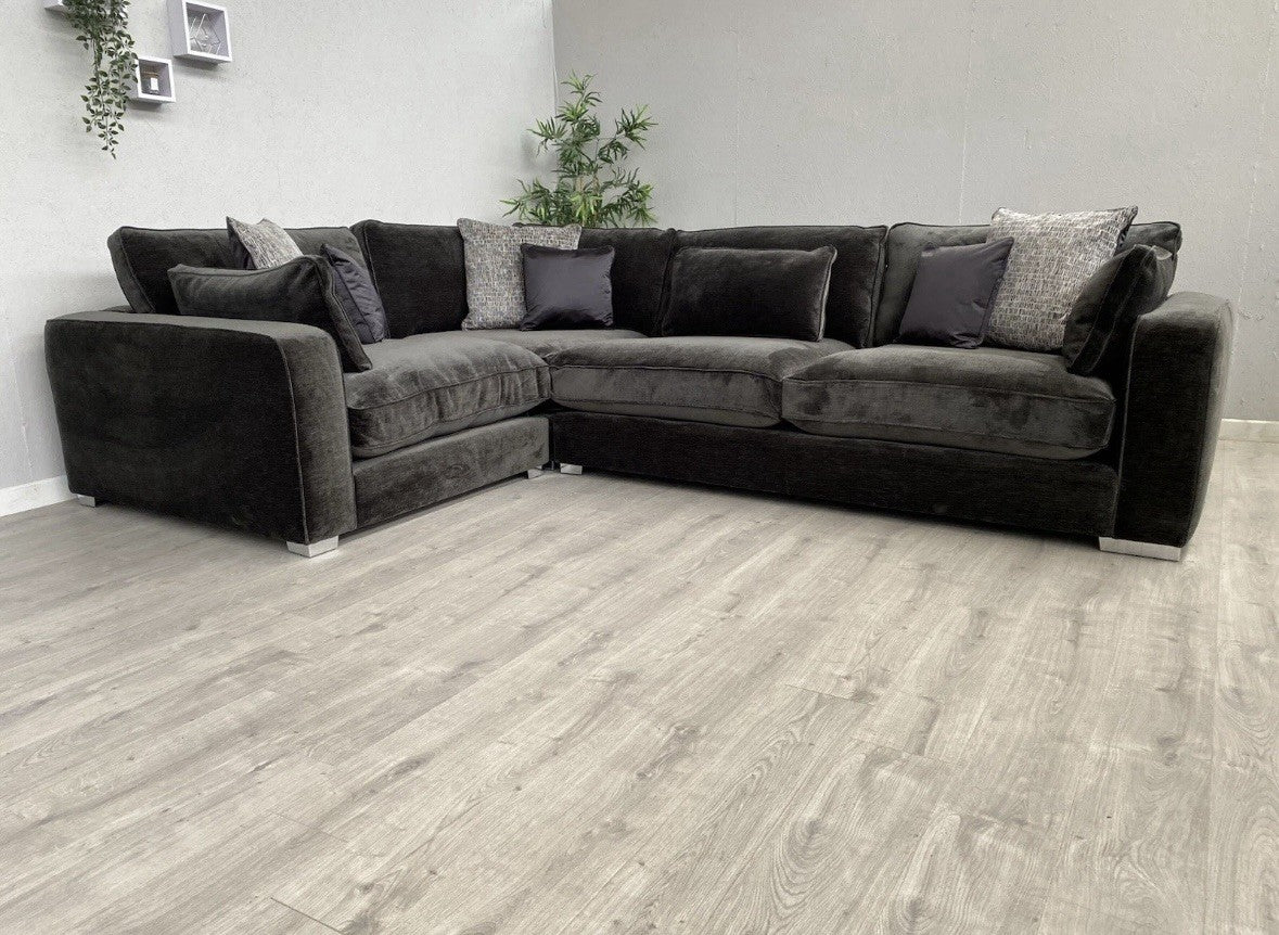 Sofology - CAVALLI Fabric Corner Sofa, 3 Corner 1.5 Chenille Slate - RRP £4,599