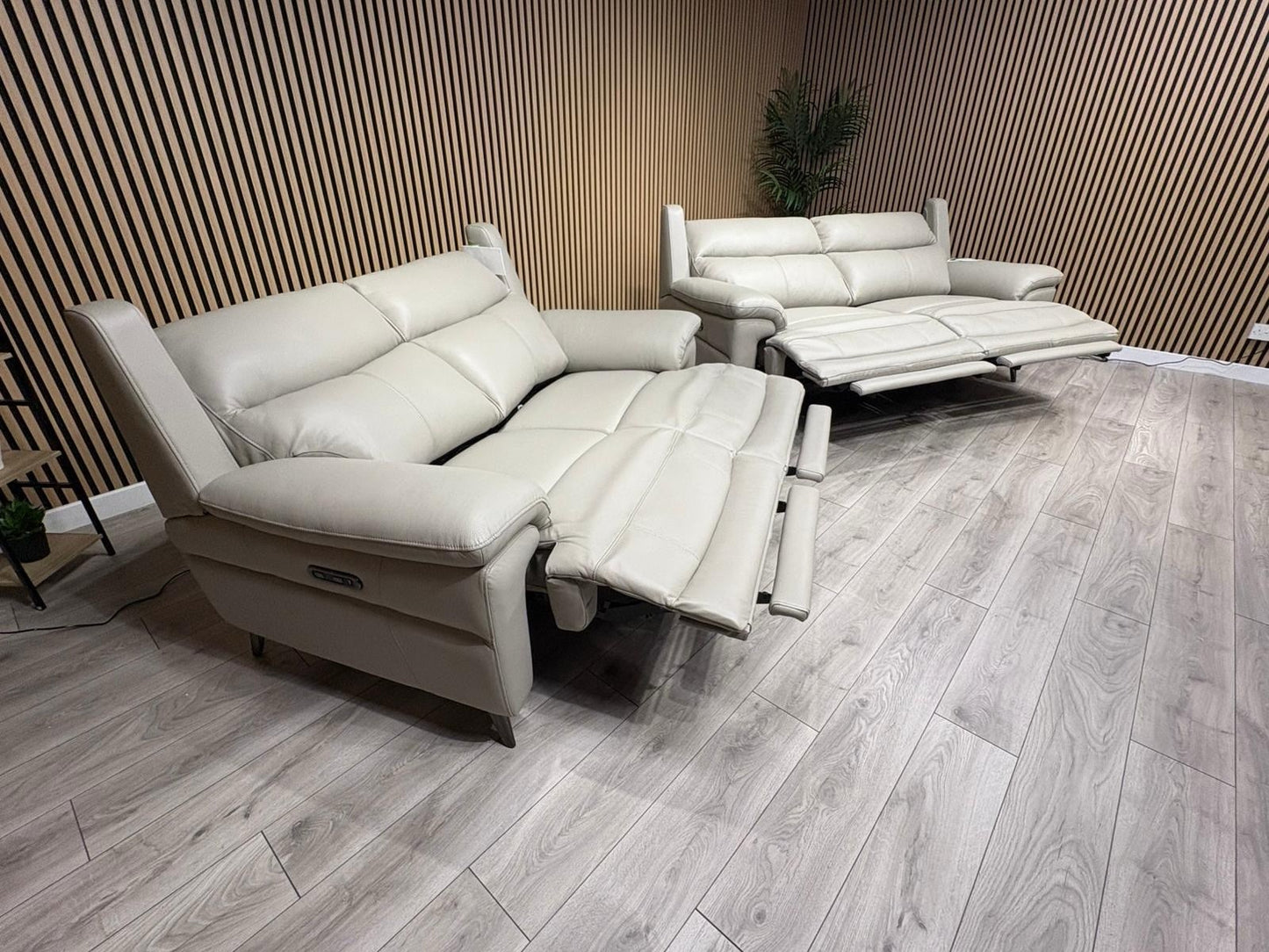 Furniture Village PANACHE Style Leather 3 + 2 Seater Power Recliner Sofa Set
