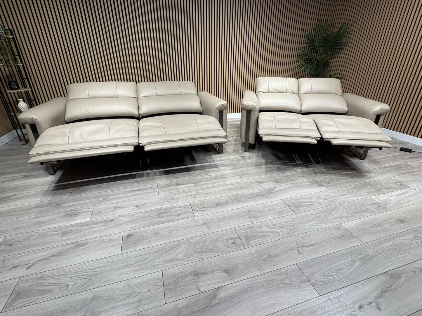 Furniture Village GISELLA Style Leather 3 + 2 Seater Power Recliner Sofa Set