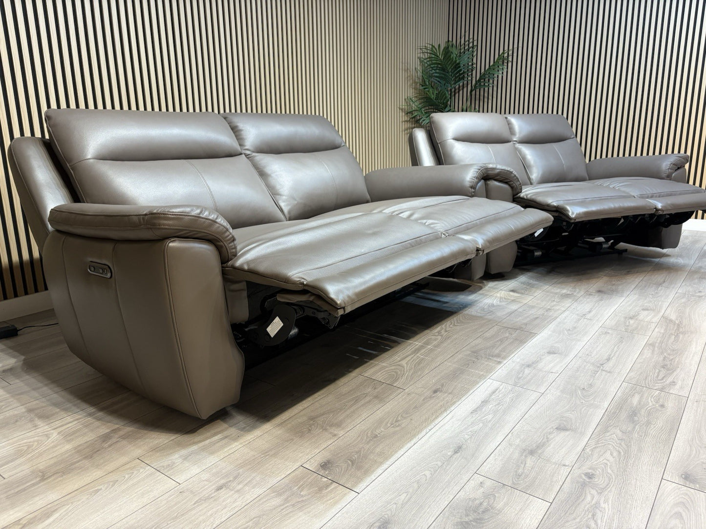 NAVONA 3 Seater + 2 Seater Leather Sofa Set, Power Recliners - RRP £3,498