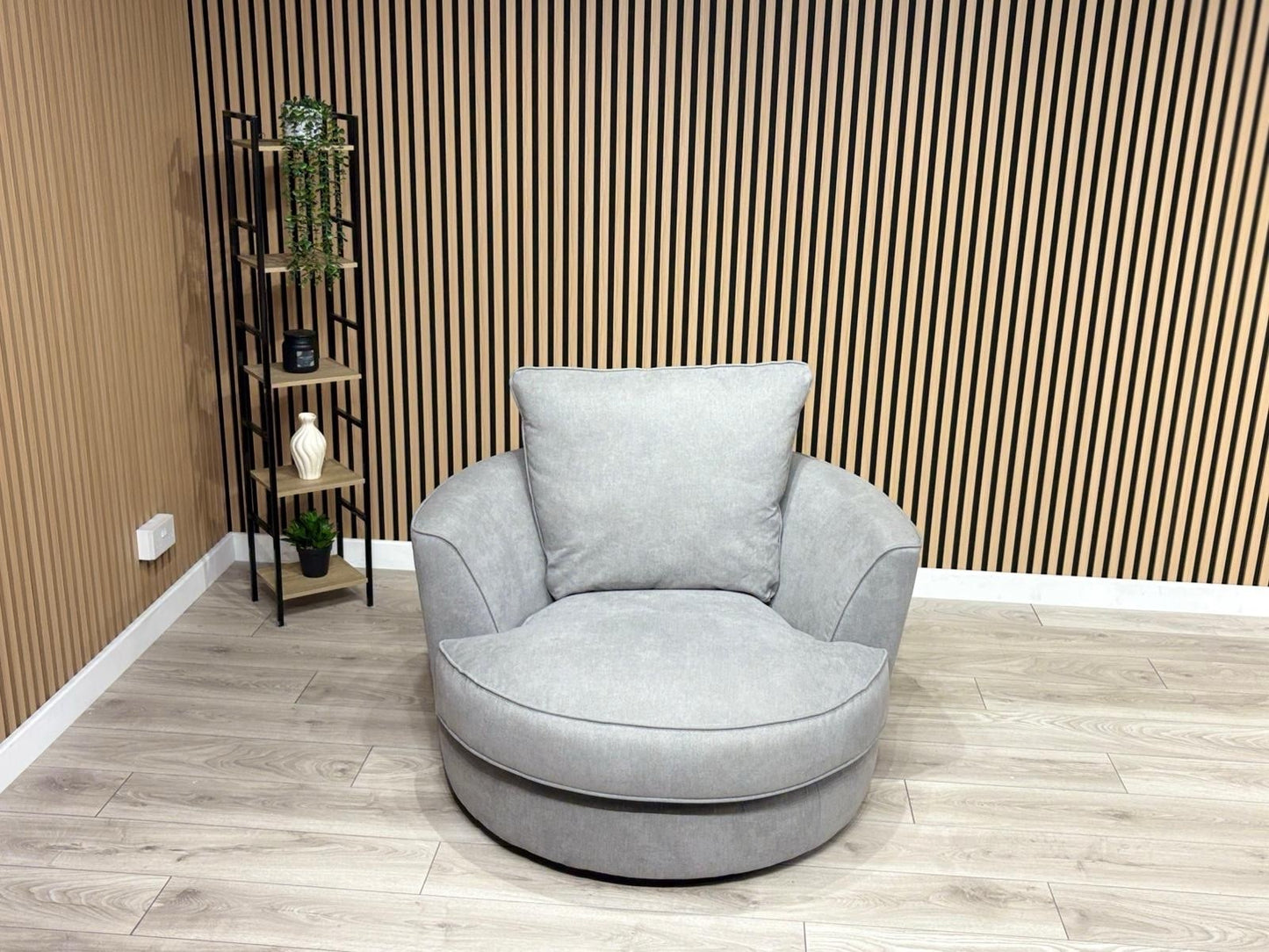 Furniture Village LEGEND Fabric Swivel Chair / Armchair, Pewter - RRP £845