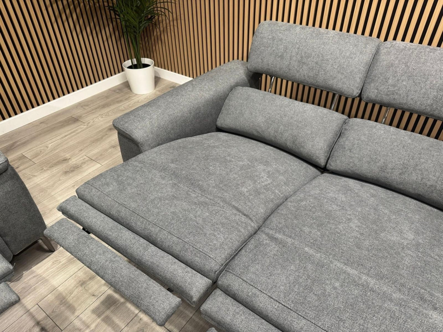 DFS Sample - SAN MATEO Style Fabric 3 + 2 Seater Power Sofa Set - RRP £3,098