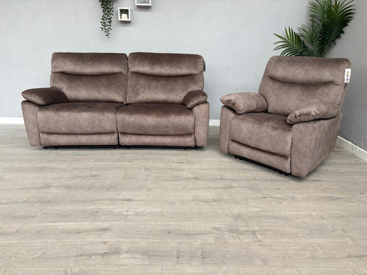 DFS - FAXON Fabric 3 Seater Sofa + Armchair, Power Recliner Sofa Set - RRP £1548