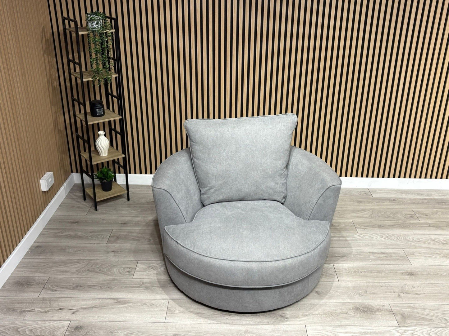 Furniture Village LEGEND Fabric Swivel Chair / Armchair, Pewter - RRP £845
