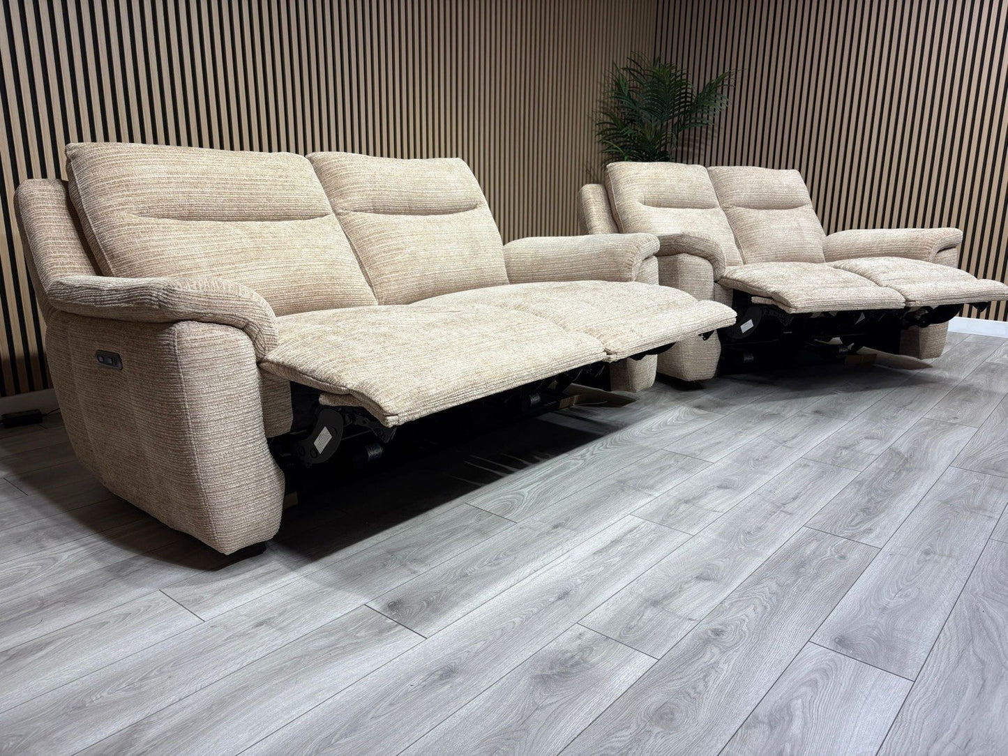 DFS NAVONA 3 Seater + 2 Seater Fabric Sofa Set, Power Recliners - RRP £3,298