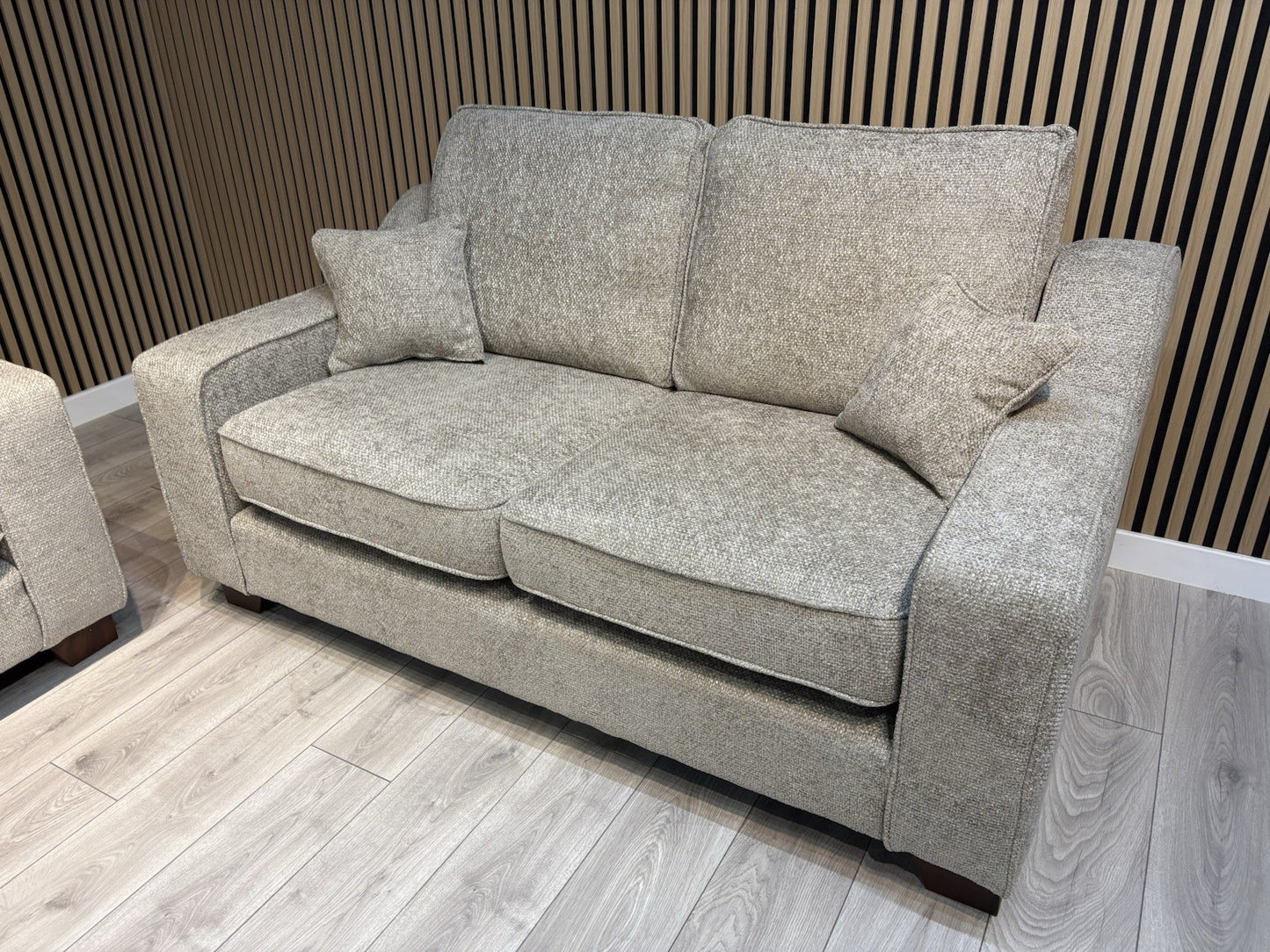 NEBRASKA Premium Fabric 3 Seater + 2 Seater Sofa Set, Stone - RRP £1,899