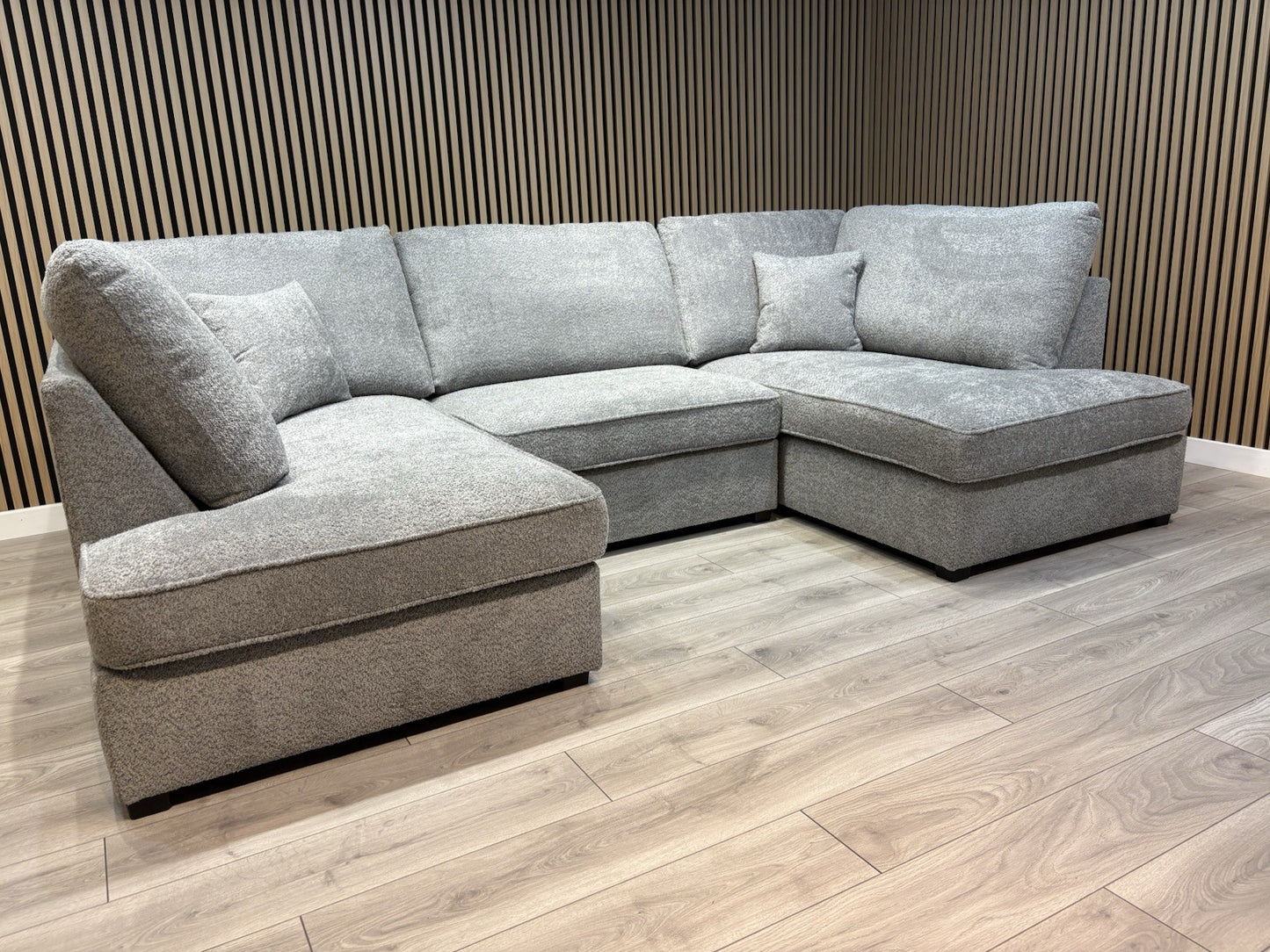 CARNABY Premium Fabric U Shaped Corner Chaise Sofa + Footstool - RRP £1,999