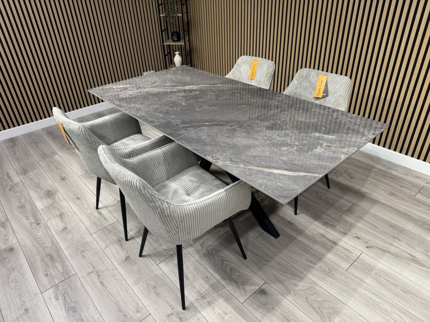 NEXT Sample - CRETE Marble Effect Extending Dining Table + 4 x Chairs. RRP £1899