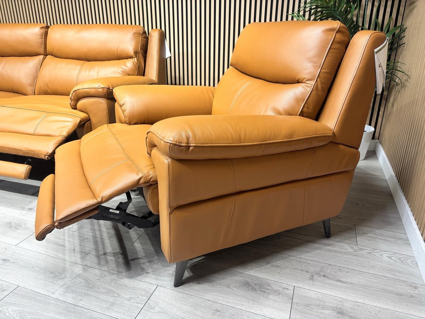 Furniture Village PANACHE Style Leather 3 Seater Sofa + 2 x Armchairs, Power