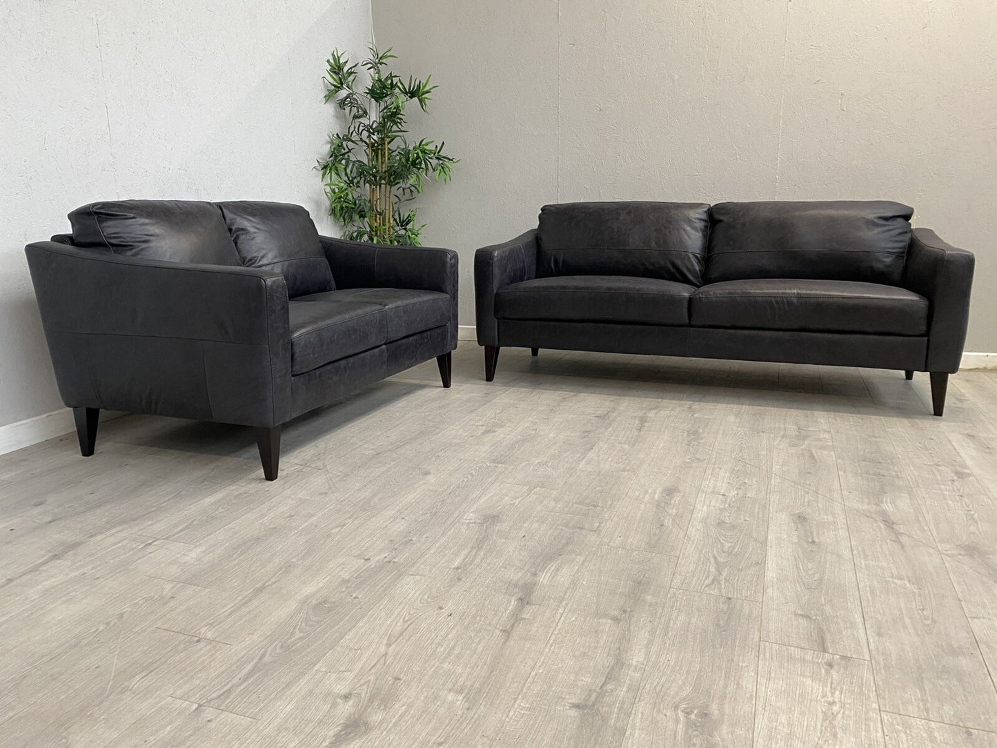 John Lewis BAILEY Style Leather 3 Seater + 2 Seater Sofa Set, Black - RRP £3,498