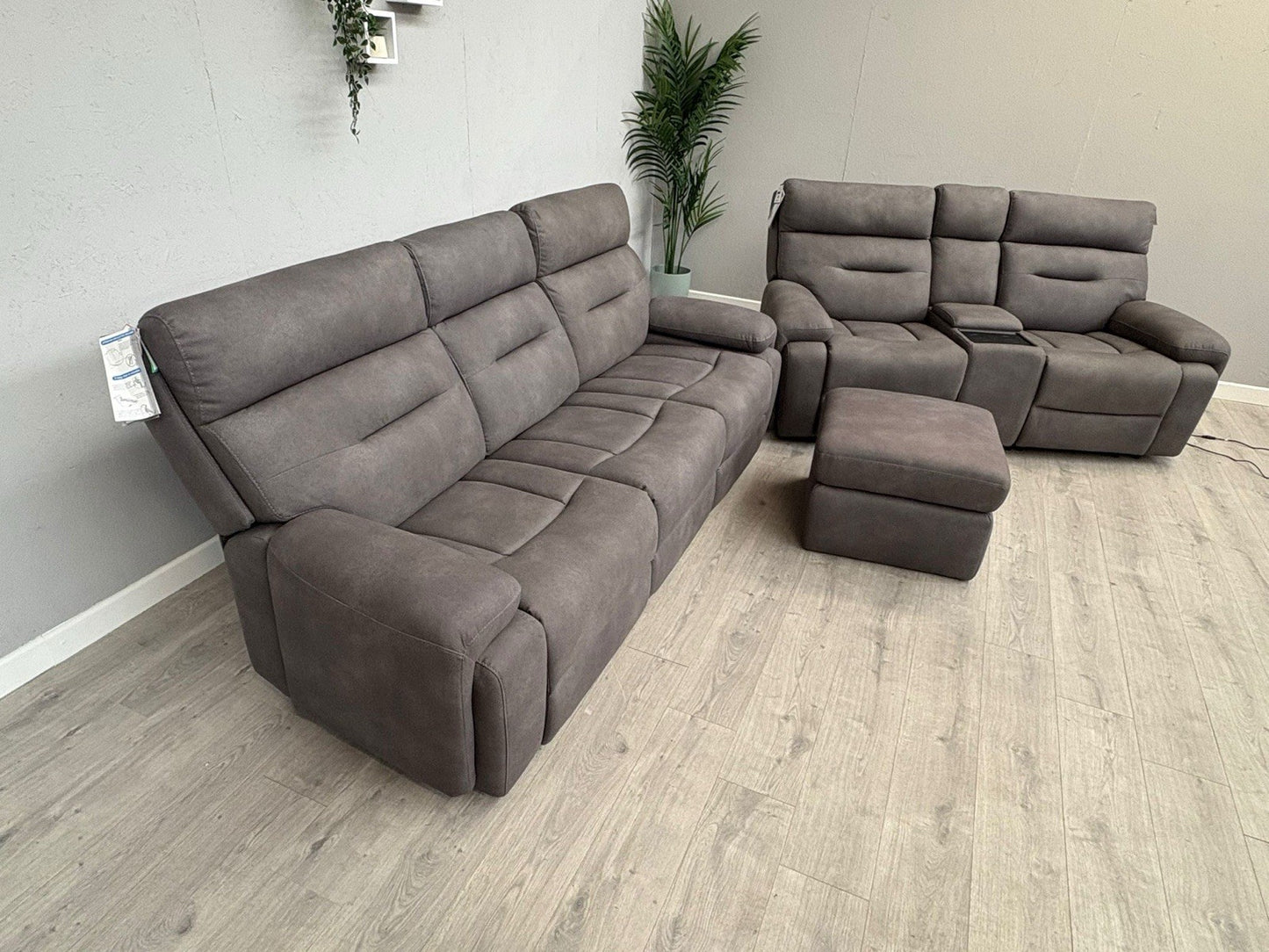 Furniture Village CINEMAX 3 + 2 Seater Power Recliner Media Sofa Set + Footstool