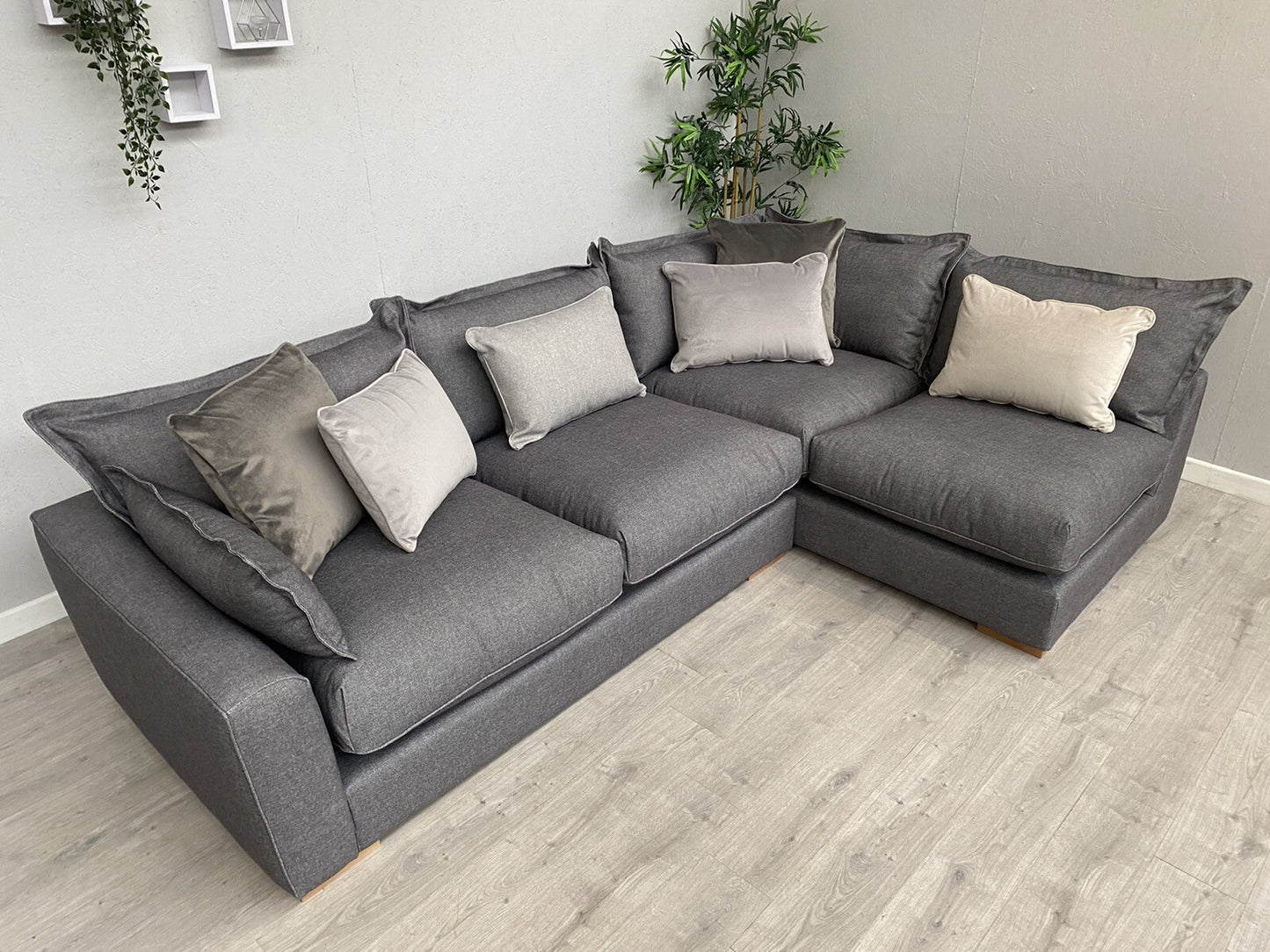 Sofology - GAIA Fabric RHF Open End Corner Sofa, Grey Slate Mix - RRP £3,499