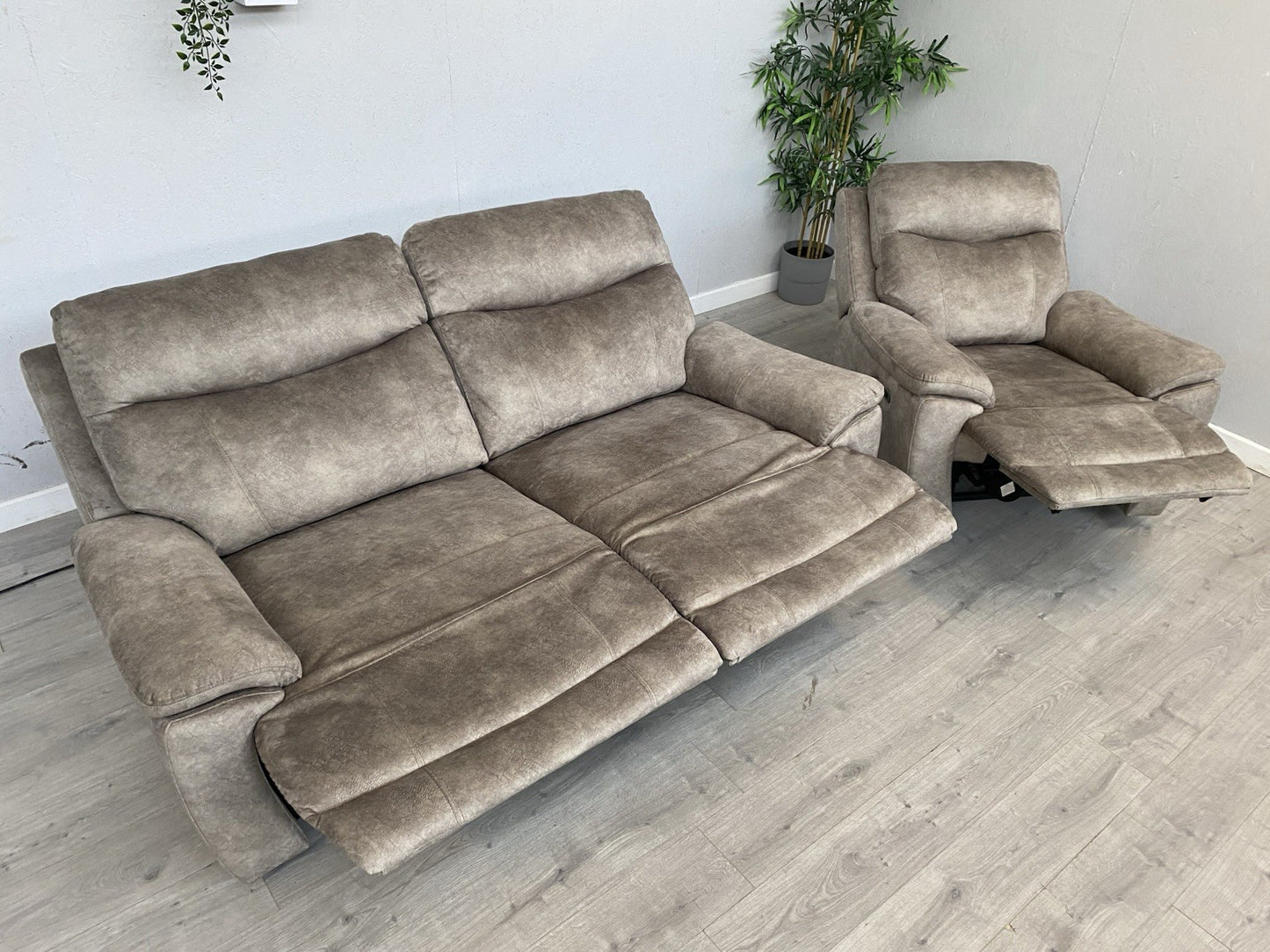 Furniture Village SLOANE Fabric 3 Seater Sofa + Armchair, Power Recliners
