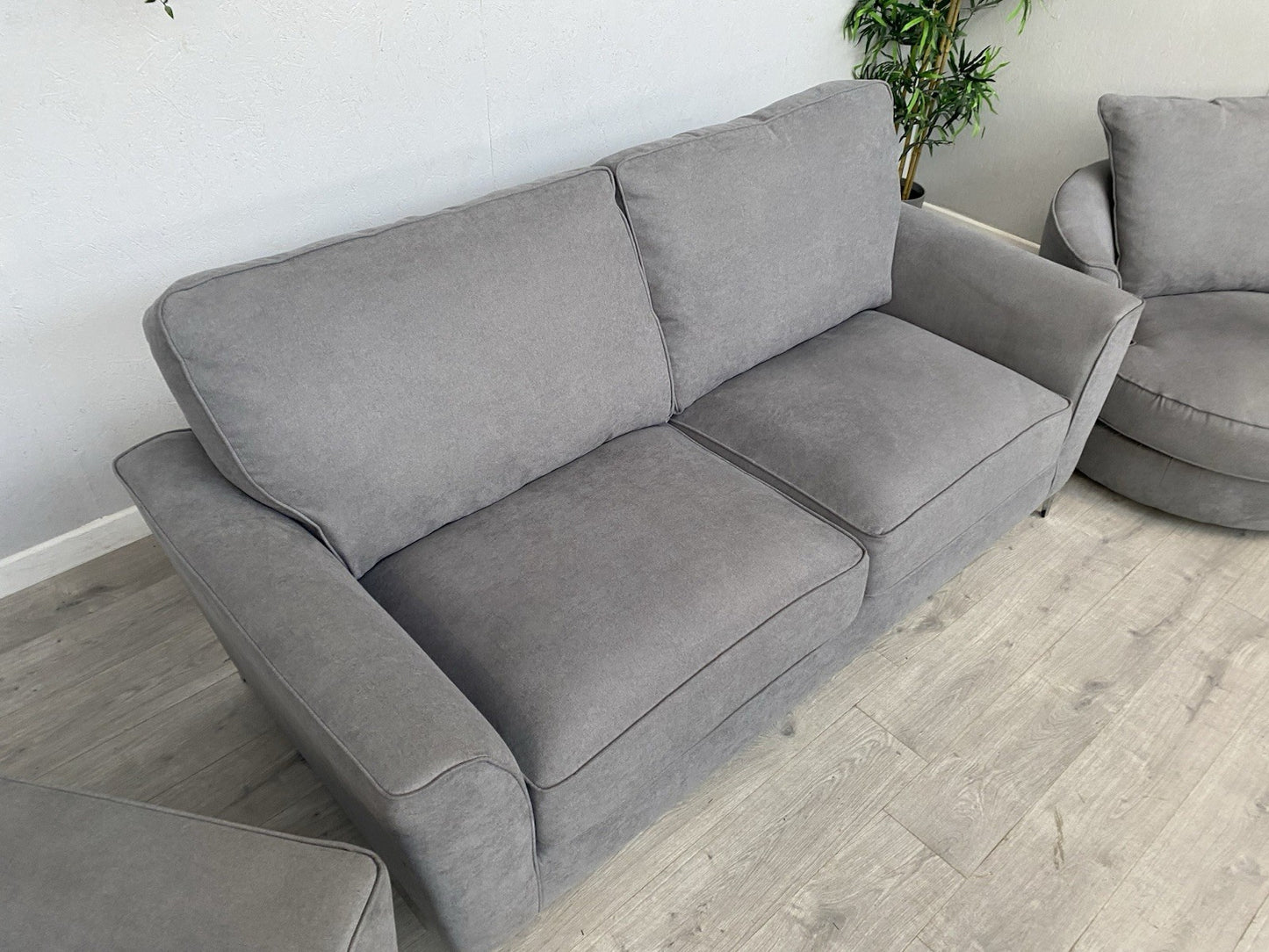 Furniture Village LEGEND Fabric 3 Seater Sofa, Armchair + Swivel Chair RRP £2835