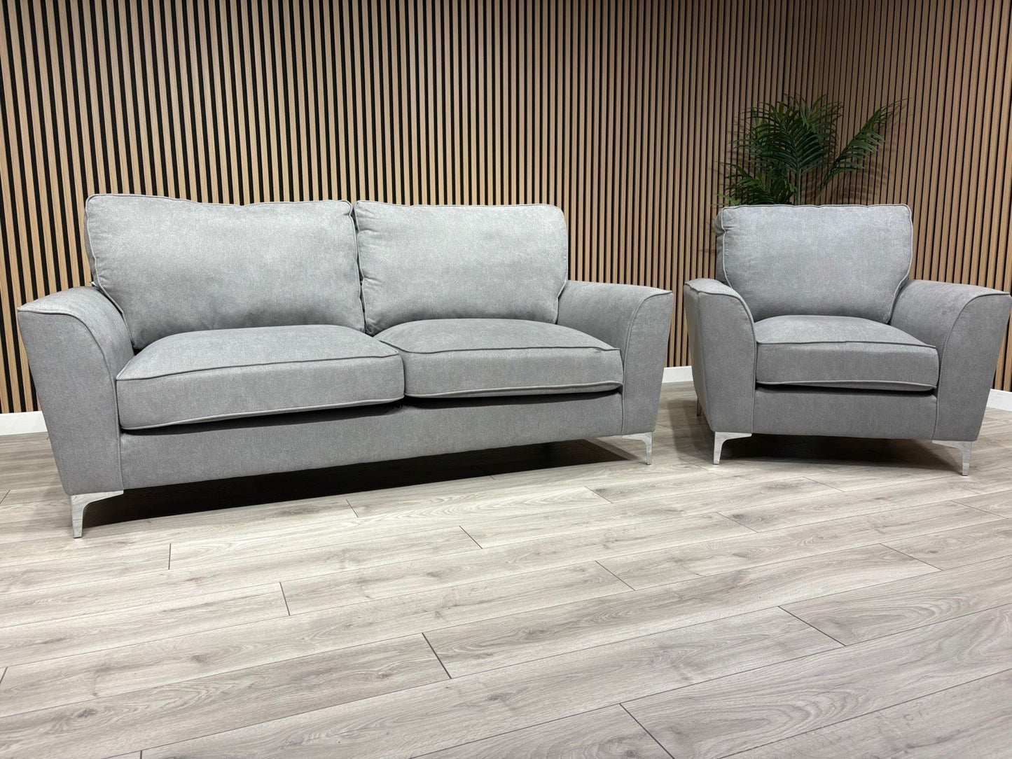 Furniture Village LEGEND Fabric 3 Seater Sofa + Armchair, Pewter - RRP £1,990