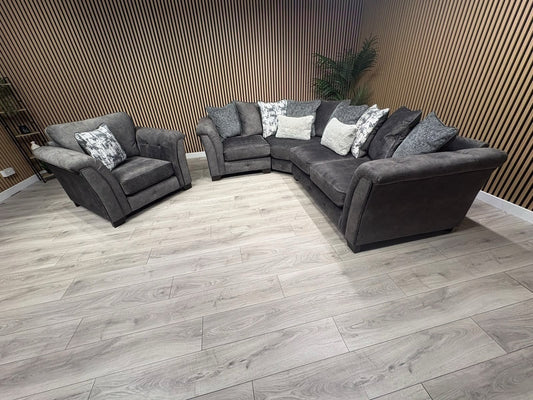 Furniture Village Aura Classic Back LHF Corner Sofa + Armchair, RRP £4840