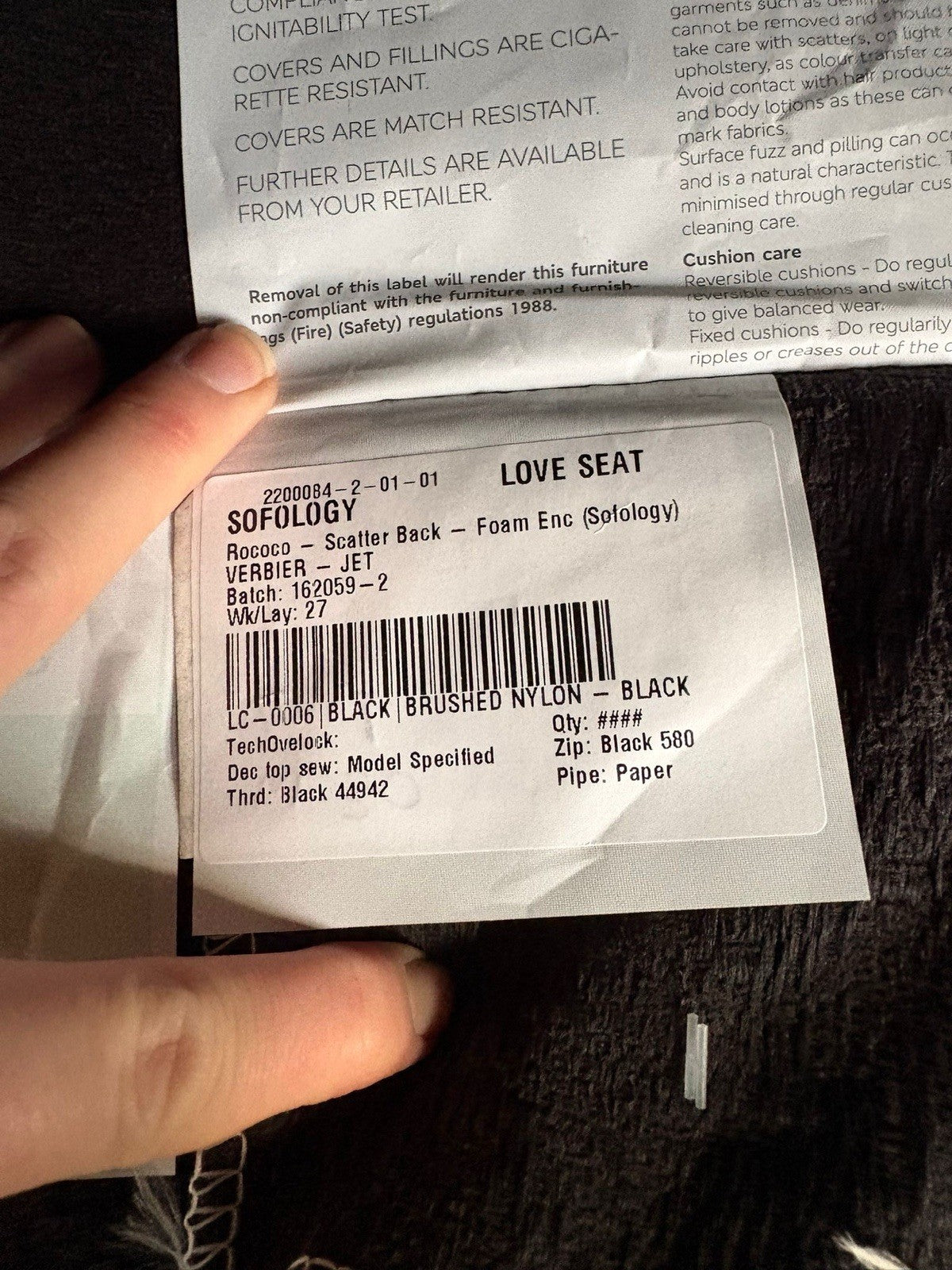 Sofology ROCOCO Fabric Love Seat Armchair / Chair, Verbier Jet - RRP £1599