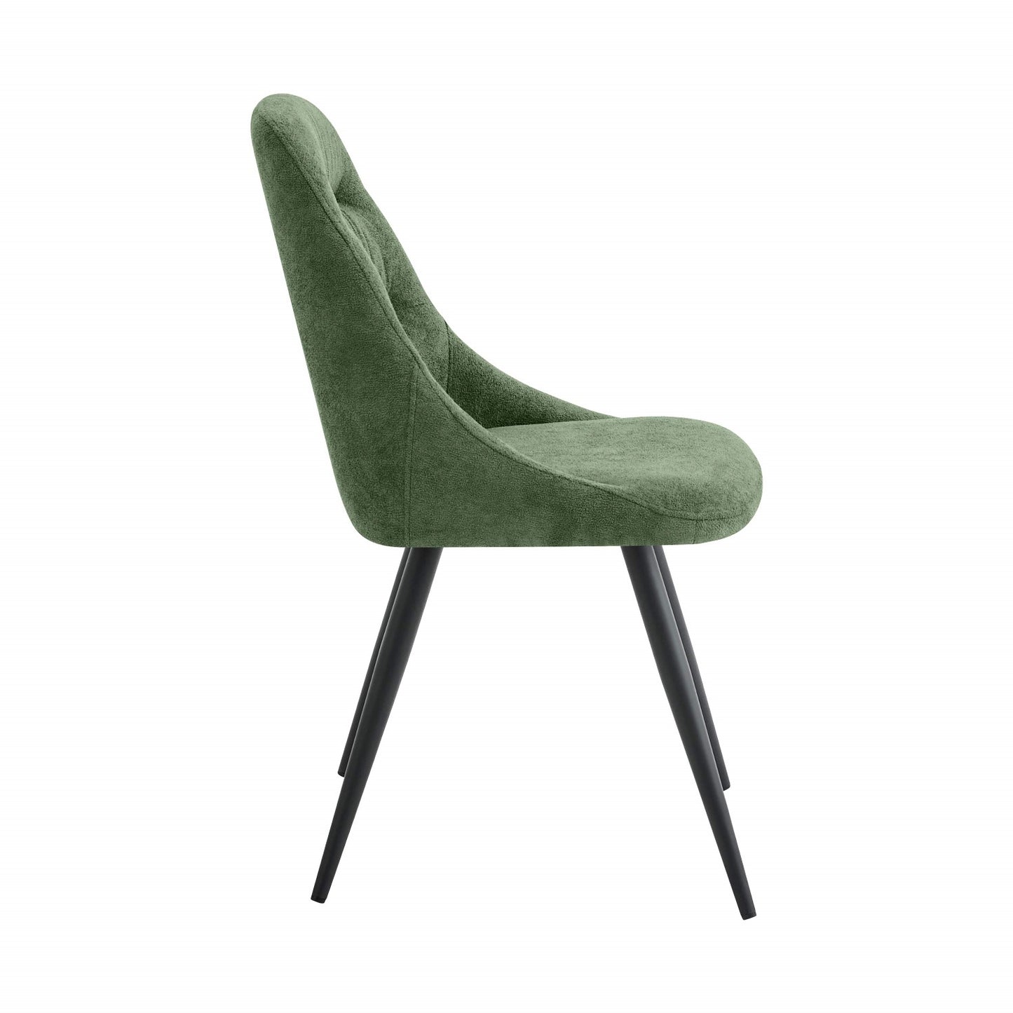 Green Linen Effect Padded Dining Chair Black Metal Legs