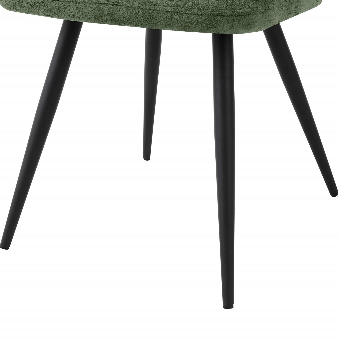 Green Linen Effect Padded Dining Chair Black Metal Legs