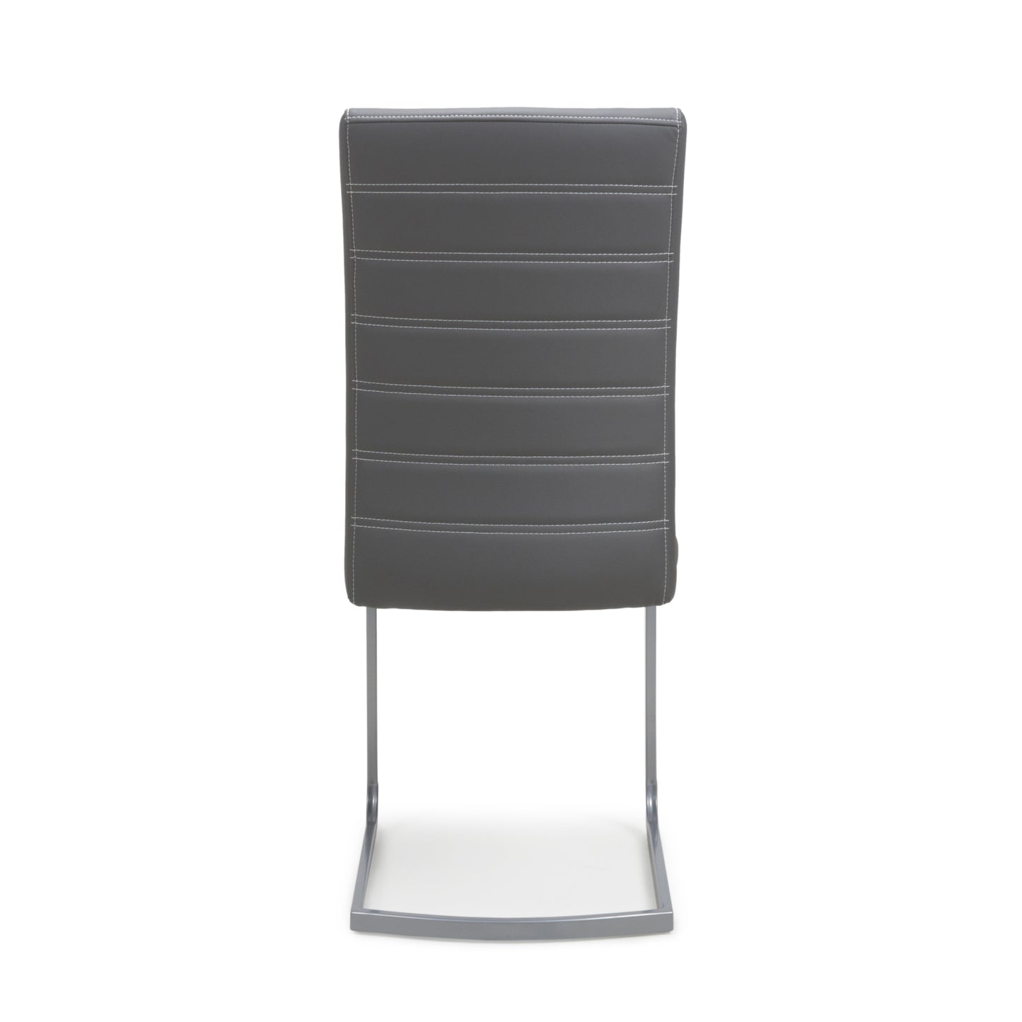 Dark Grey Leather Dining Chair White Stitching