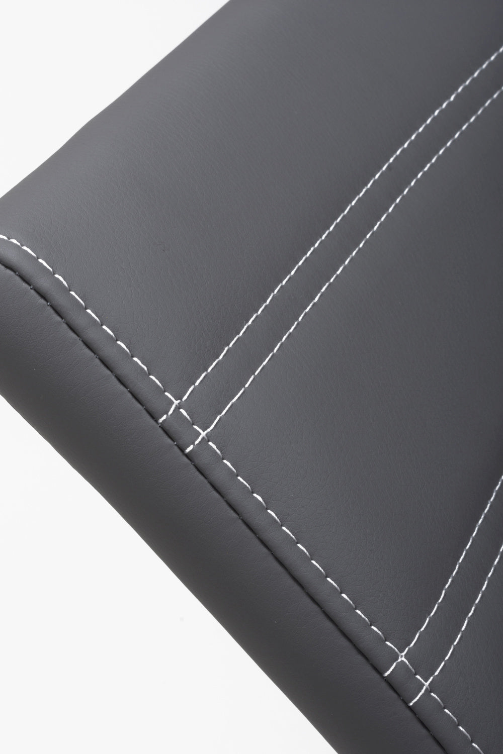 Dark Grey Leather Dining Chair White Stitching