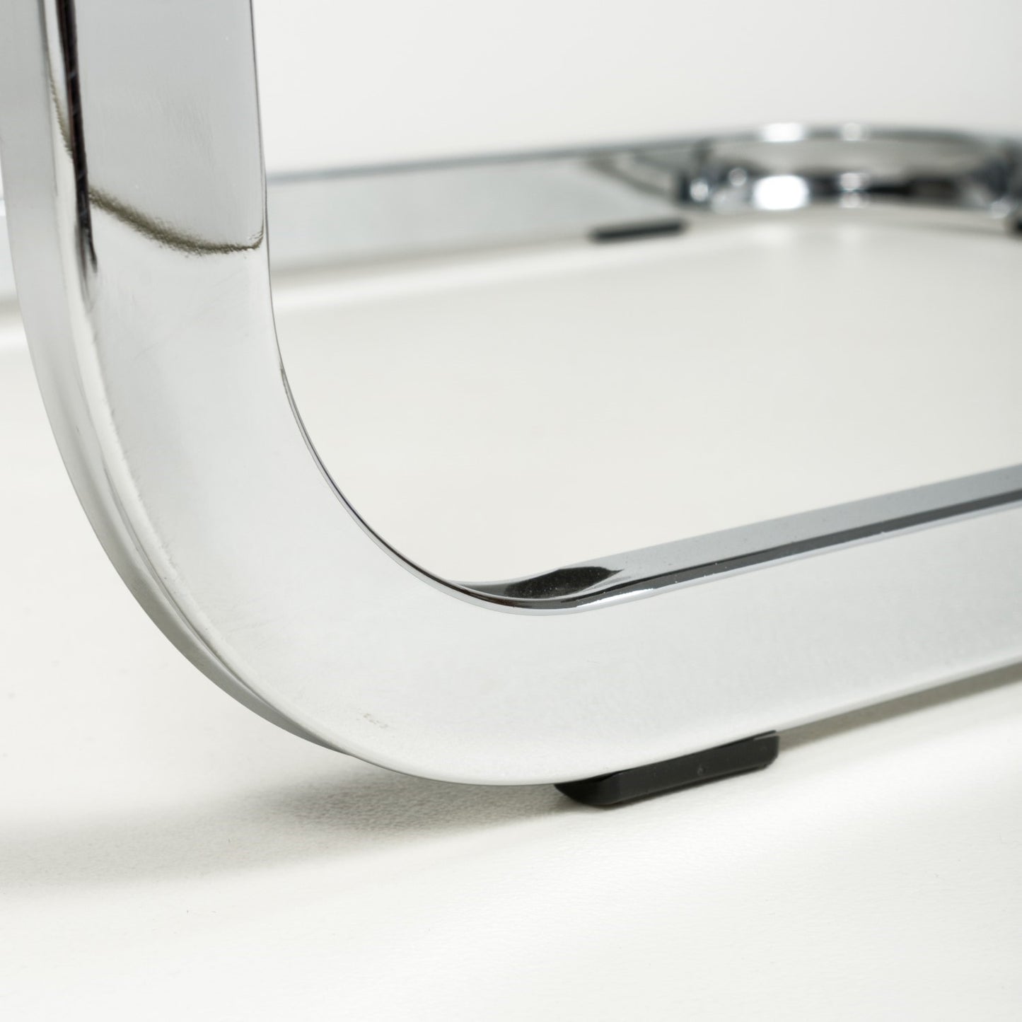 Grey Leather Dining Chair Chrome Legs and Handle