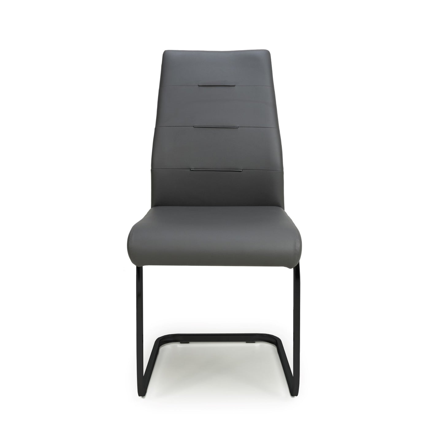 Grey Leather Dining Chair Black Metal Cantilever Legs