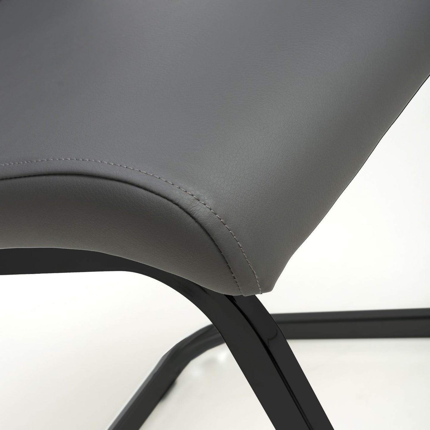 Grey Leather Dining Chair Black Metal Cantilever Legs